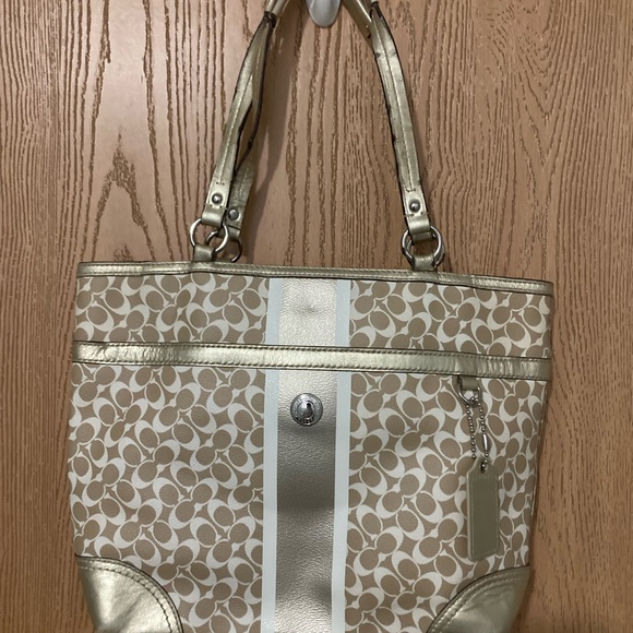 Coach Handbags - Gold and Cream Designer Tote Bag